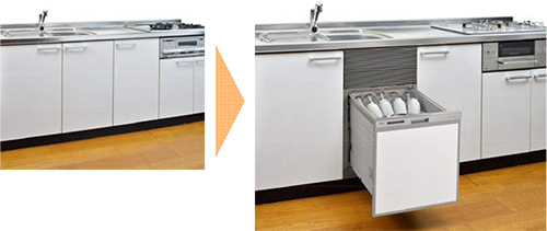 奥行きの小さいキッチンにも組み込めるコンパクトタイプ