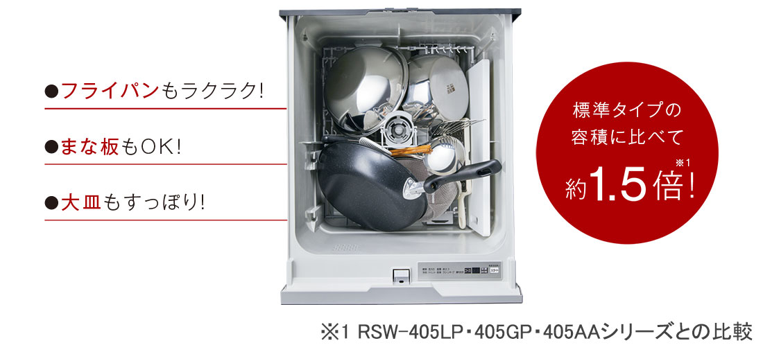 標準タイプの容積に比べて約1.5倍！