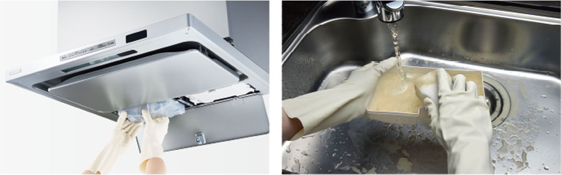 排水トレイと蓋はスポンジで水洗いできます