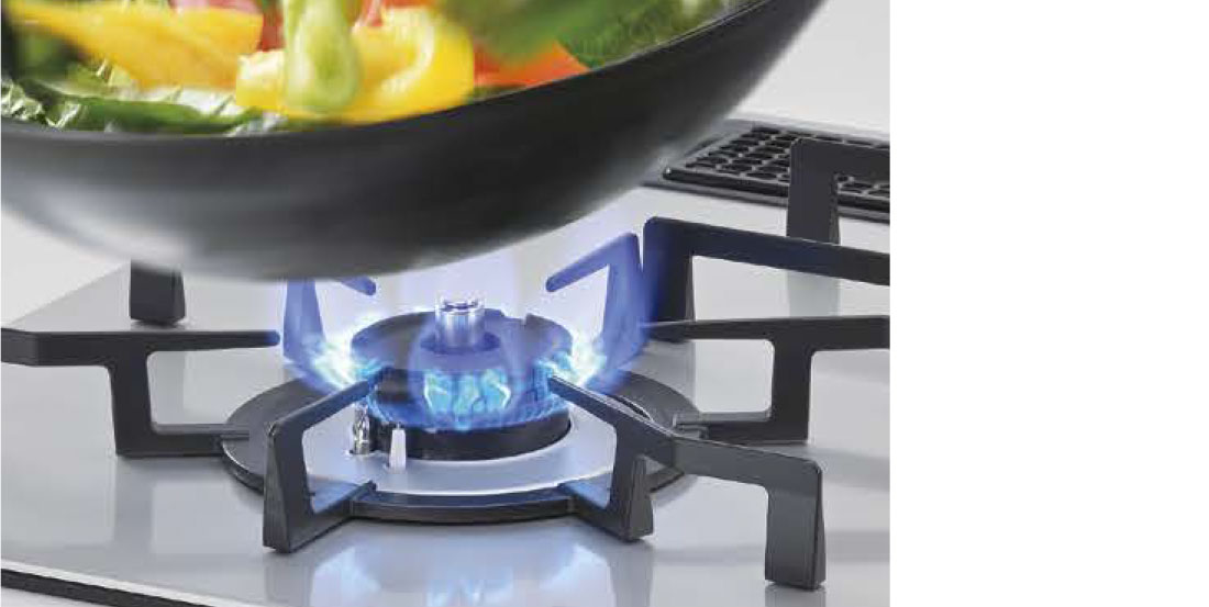 強火力で炒飯や炒め物がパラっと一気に仕上がる