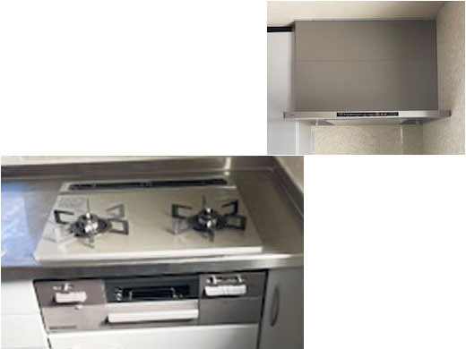宇治市周辺 ビルトインコンロ・レンジフード交換 施工後